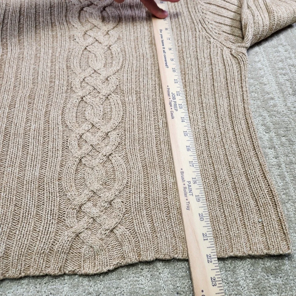 LL Bean‎ Sweater Womens Medium Cable Knit Mock Neck Heavy Cotton Chunky Knit